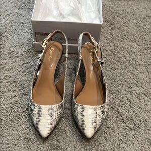 Calvin Klein Black and White Heels with Snakeskin Pattern